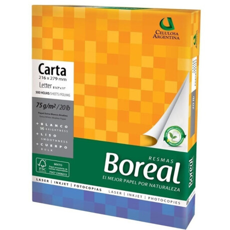 Resma de hojas tamaño carta x500. BOREAL Resma de hojas tamaño carta x500. BOREAL