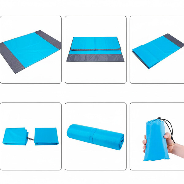 Manta Playa Picnic Camping Tela Oxford 210 X 200 Cm + Bolso Color Celeste