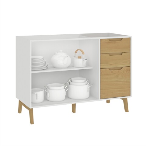 Kit de Cocina Bajo Mesada Melilla Blanco con 3 Puertas de Madera y 2 Cajones y Pileta Tramontina Central Kit de Cocina Bajo Mesada Melilla Blanco con 3 Puertas de Madera y 2 Cajones y Pileta Tramontina Central