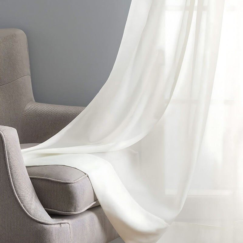 Juego De Cortinas Lino Blancas 106cm X 160cm Blanco
