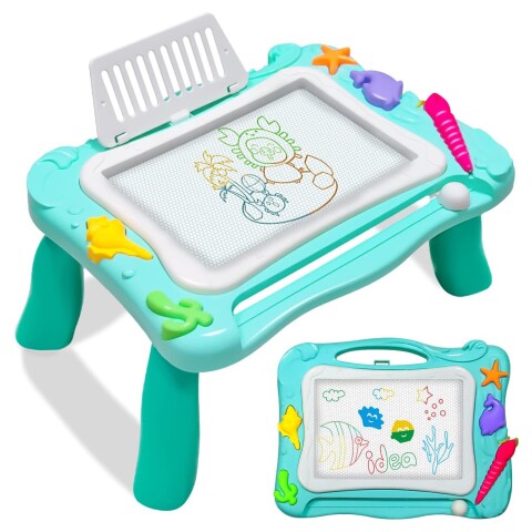 Pizarra Magica Magnetica Mesa Dibujo Infantil Niños Accesor. Variante Color Verde