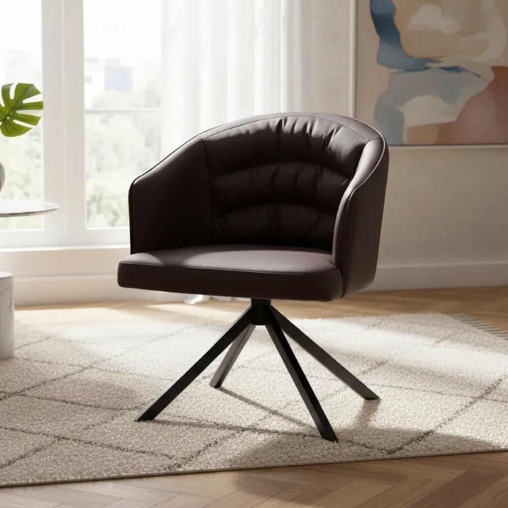 Sillón Acolchonado Base Aluminio Giratoria Superior Fuerte Marrón