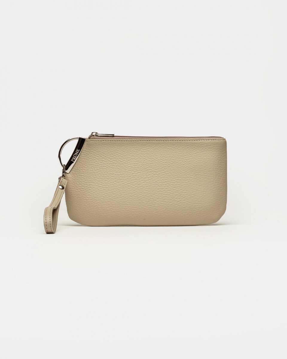 Porta cosmeticos Katy en cuero graneado - Taupe 