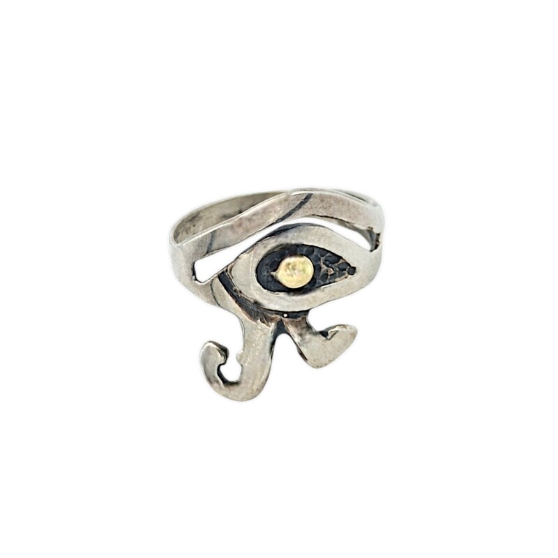Anillo Ojo de Ra-Plata y Oro-Sin Piedra-AN5412 sinpiedra