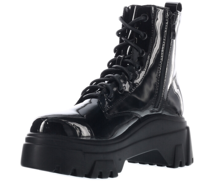 borcego TALA de charol con frase estampada Black Patent