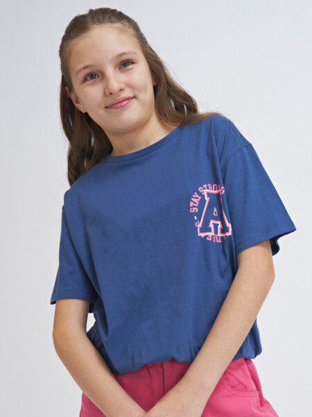 Camiseta manga corta con elástico Azul