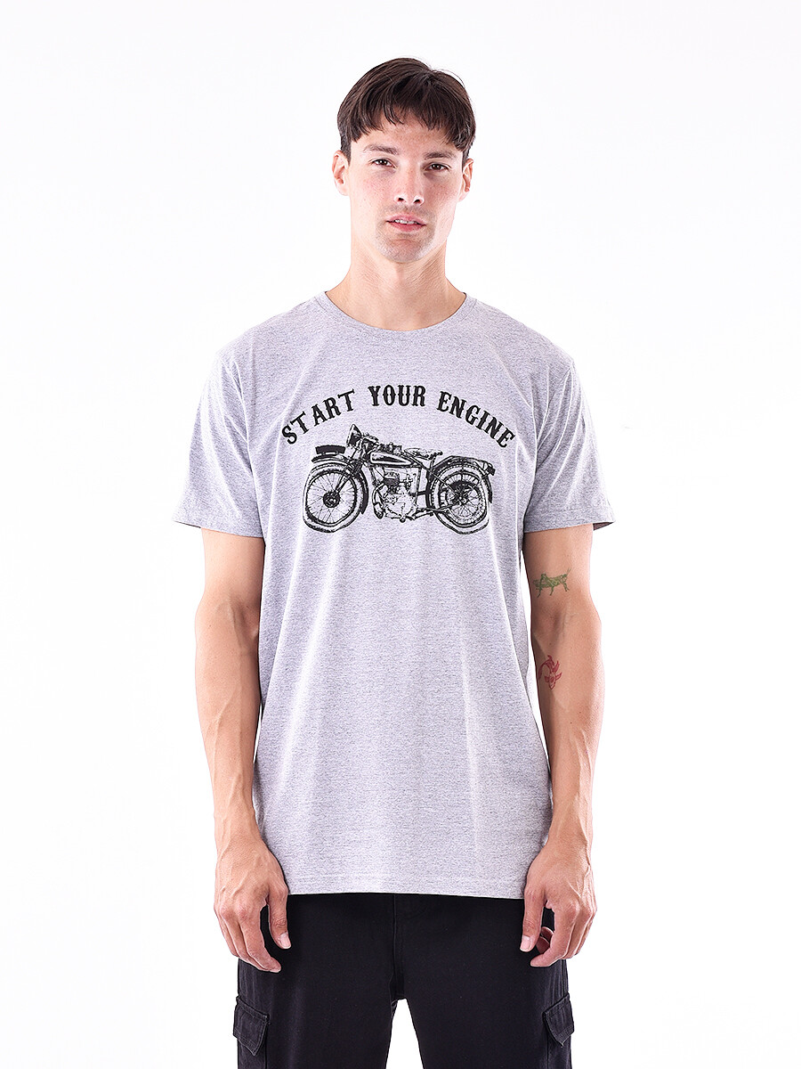 REMERA ENGINE - GRIS MELANGE M 