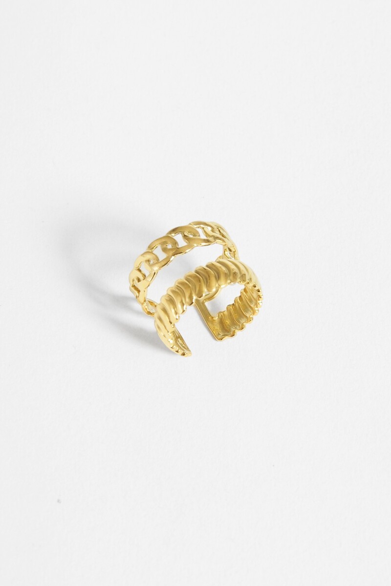 Anillo labrado ajustable acero dorado