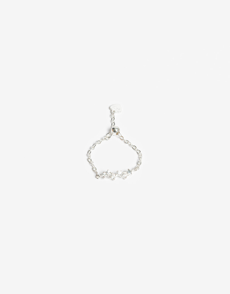 Anillos Chicos Strass Anillo Ajustable Plata 925 Y Cubic - Plateado
