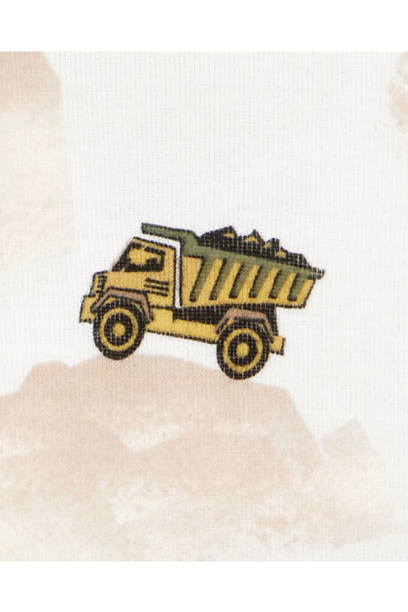 Pijama cuatro piezas de algodón, dos bermudas y dos remeras, diseño constructor Sin color