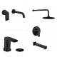 NEGRO MATE DUCHA EMBUTIDA VISTA PICO LAVATORIO PARED BIDET NEGRO