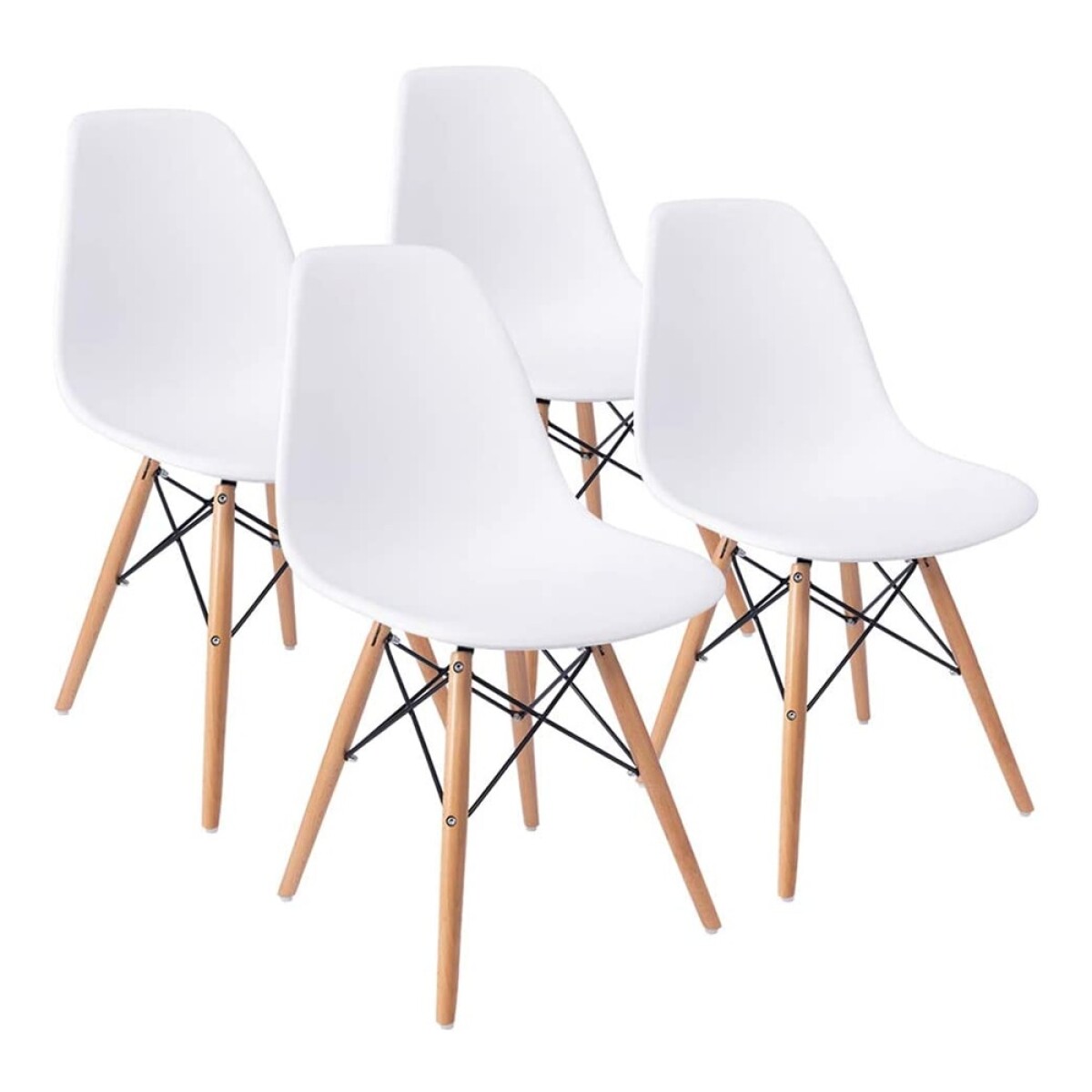 Set 4 Sillas Diseño Eames para Comedor Living Dormitorio - Blanco 