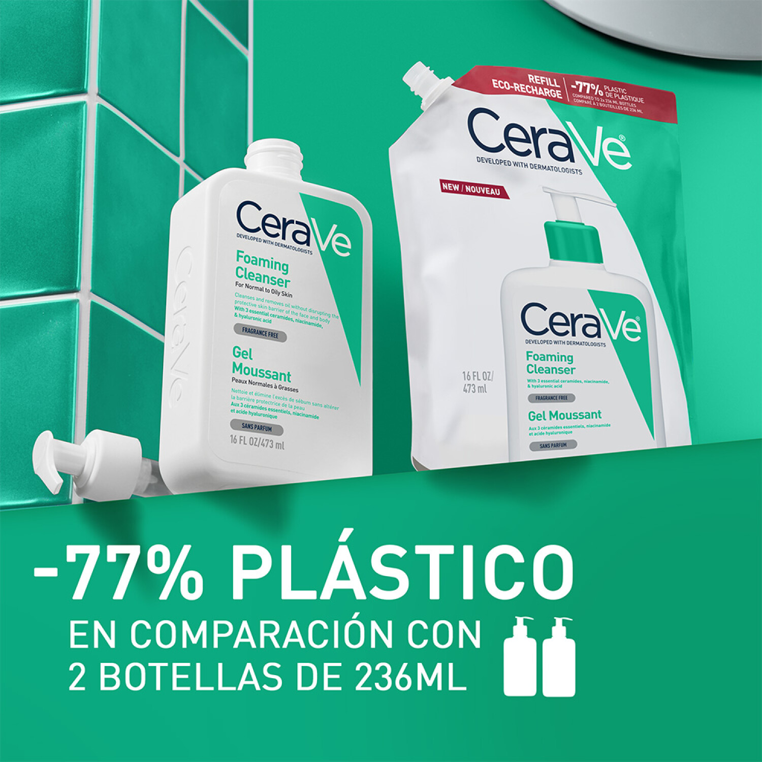 Refill de Gel Facial CeraVe Limpiador Espumoso 473ml San Roque Refill de Gel Facial CeraVe Limpiador Espumoso 473ml San Roque