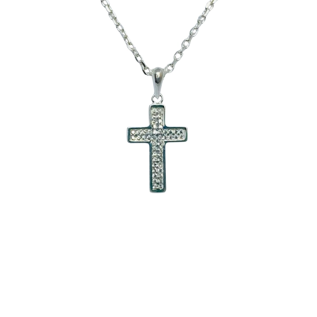 CRUZ PLATA CON PIEDRAS 