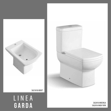 Inodoro con tapa, Mochila y Bidet de AQUALIA Linea GARDA descarga a 25 cms 000