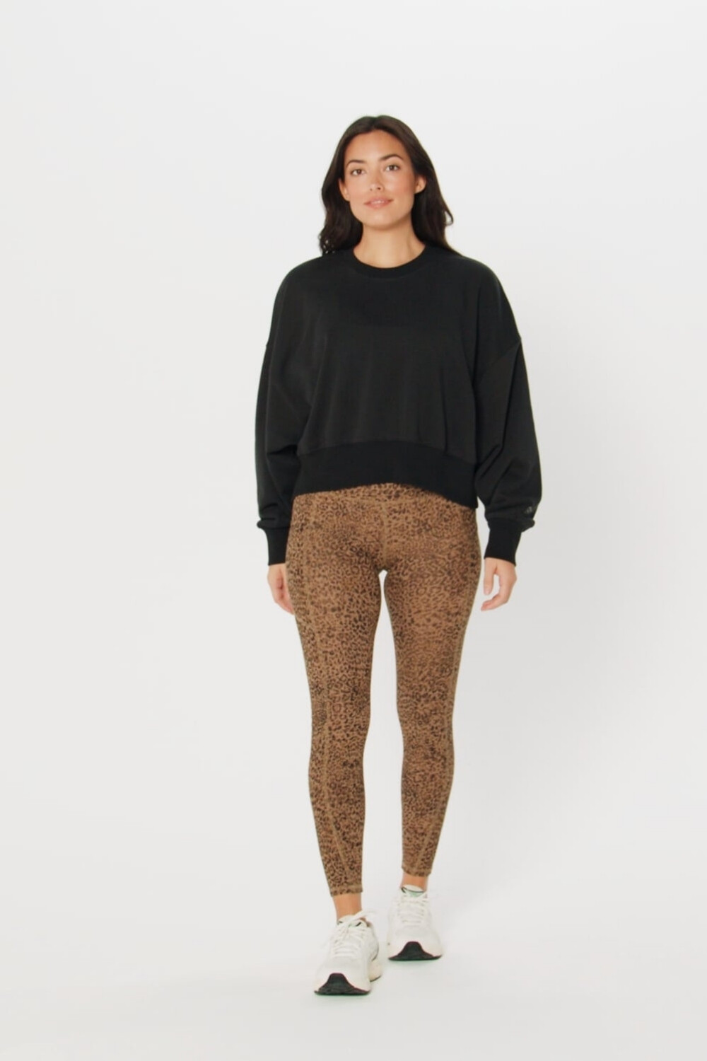 Polera Year Round Terry Crew Neck Sweatshirt Mujer Black