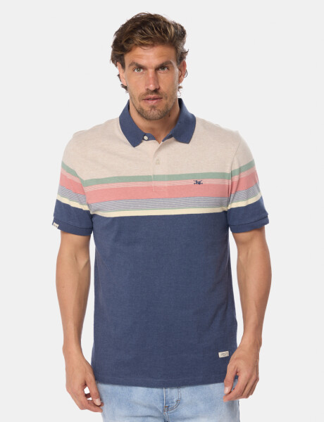 REMERA POLO RAYADA Azul