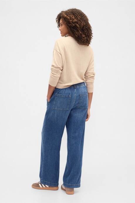 Jean Pull On Wide Leg Mujer Dark Wash