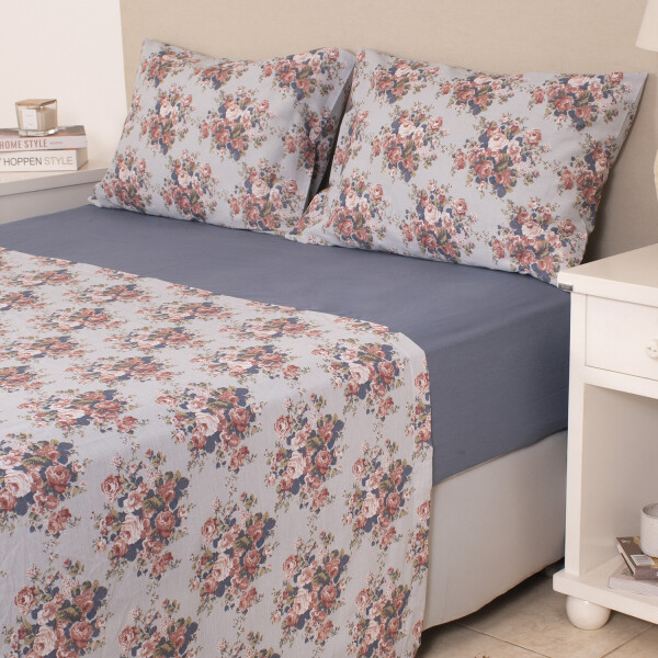 Juego de Sábana Colección Valdivia Roses Azul S. King
