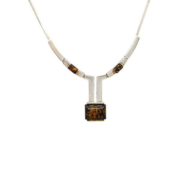 Conjunto collar Ámbar - Plata 925 - Piedra Ámbar- CJ3082 Conpiedra