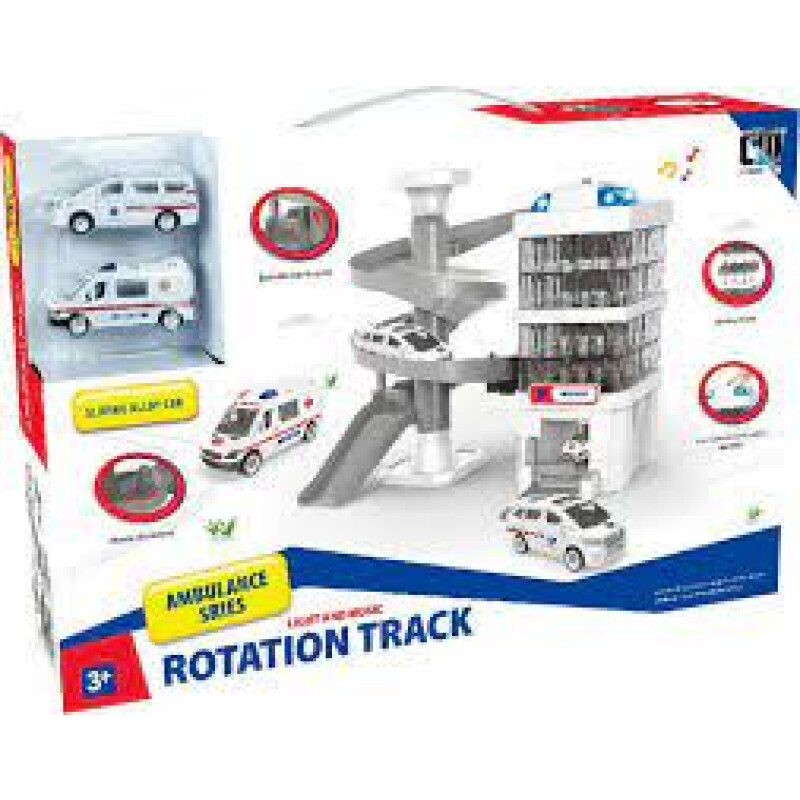 Juego de juguetes con pista de rotación de ambulancia Juego de juguetes con pista de rotación de ambulancia