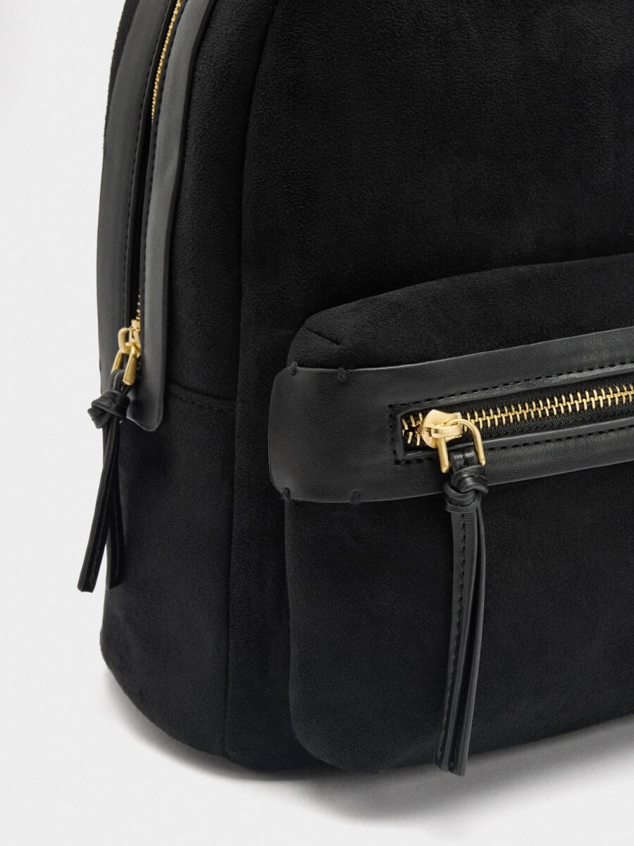Mochila Básica Efecto Piel negro
