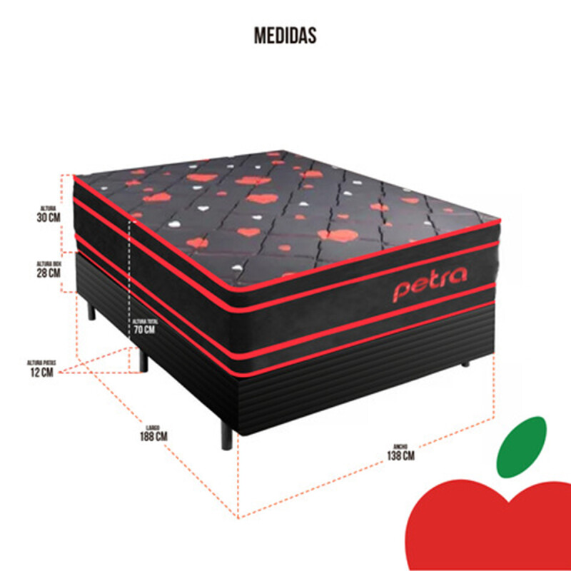 Sommier Colchón Petra Domus 2 Plazas 30cm Espuma De Alta Densidad Reversible 150kg Por Lado Sommier Colchón Petra Domus 2 Plazas 30cm Espuma De Alta Densidad Reversible 150kg Por Lado