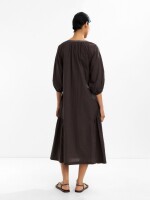 Vestido Midi Bordado 100% Algodón marron