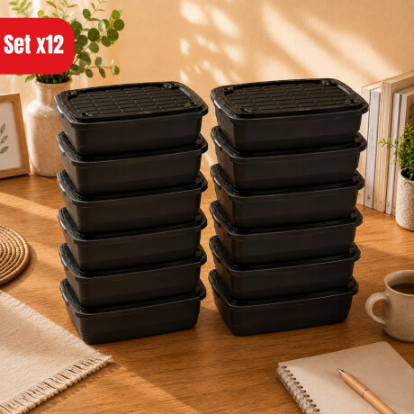 Set x12 Caja organizadora 5 lts NEGRO