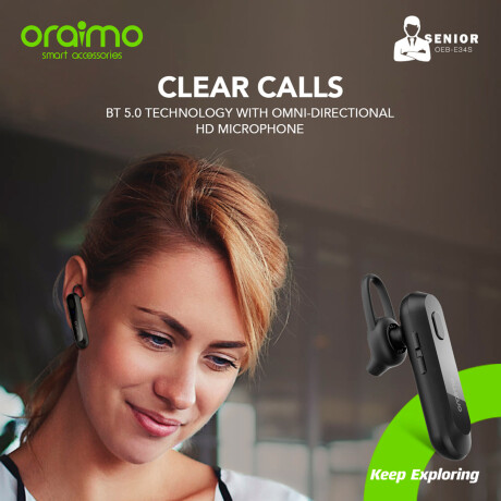 Oraimo - Auricular Inalámbrico Senior OEB-E34S - Bluetooth. Voz Hd. Llamadas. 001