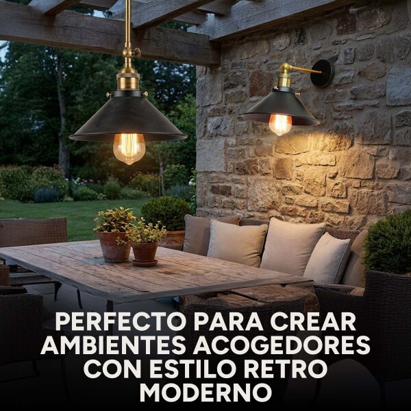 Porta Lampara Aplique Pared Techo Ajustable Vintage Pack X2 Color Negro