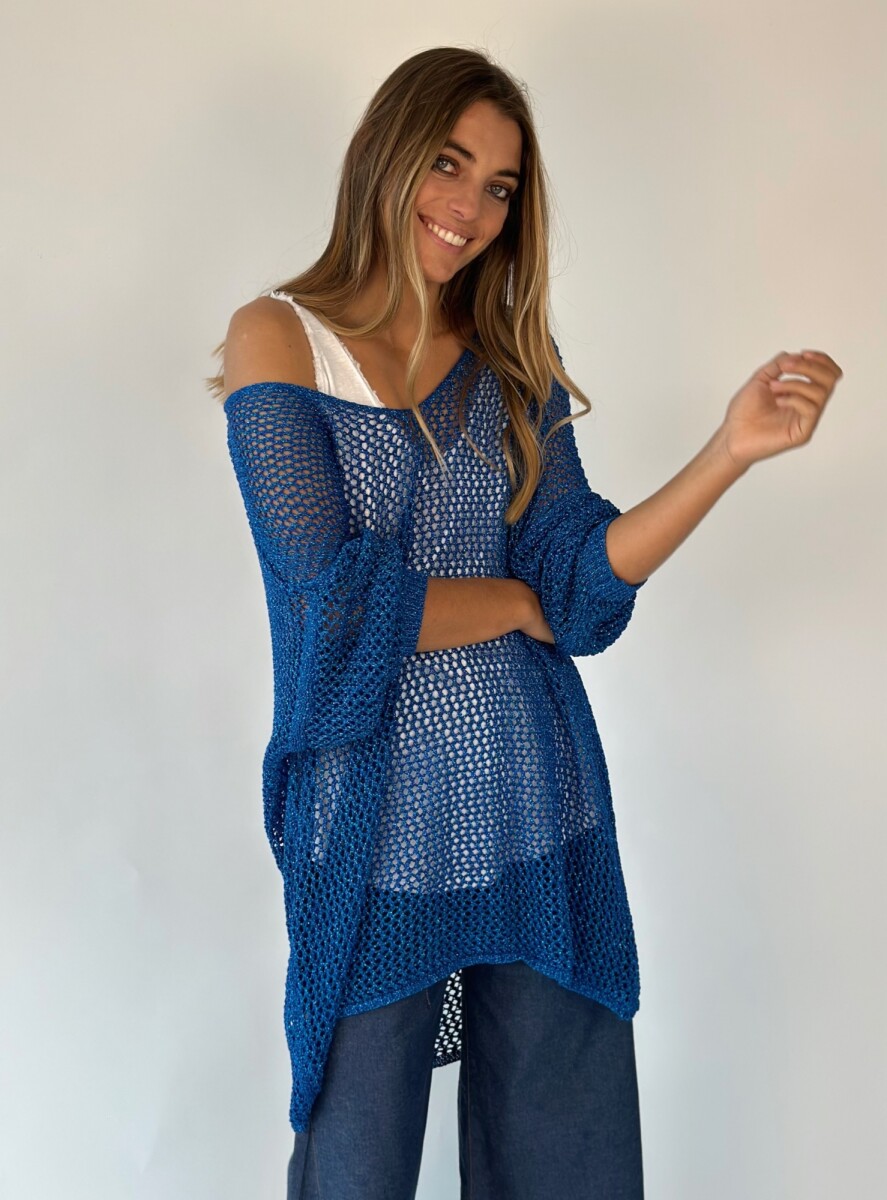 BUZO TEJIDO LUREX AMBAR - AZUL 