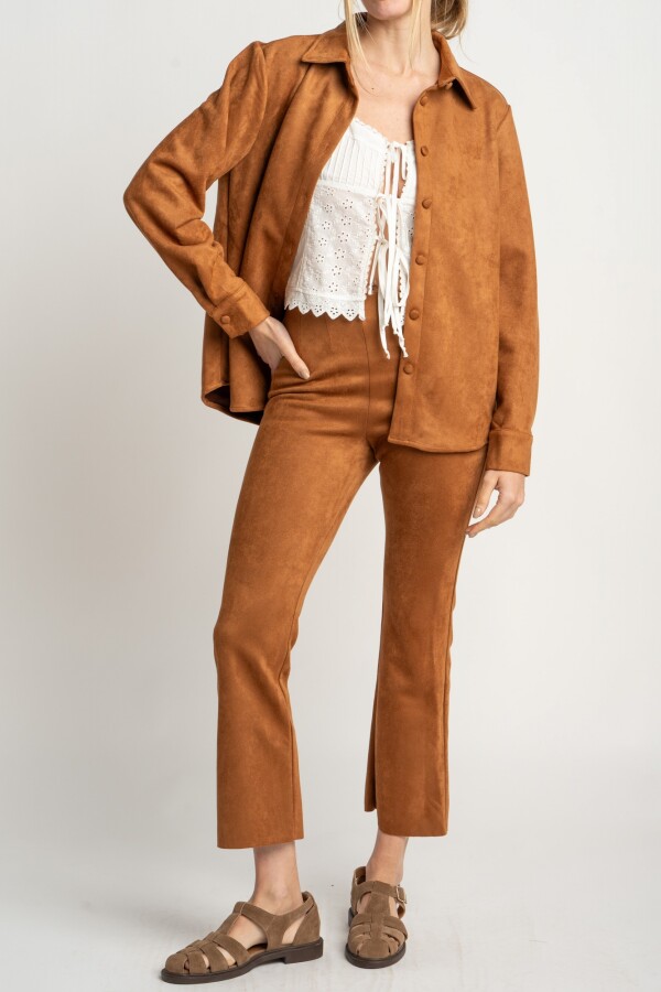 Pantalon Gamuza Cuero Vegano Camel