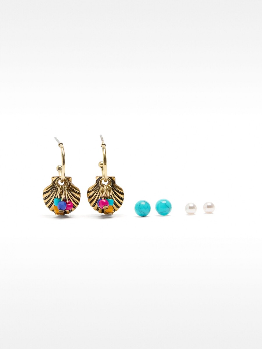 Set De Pendientes Con Piedra multicolor