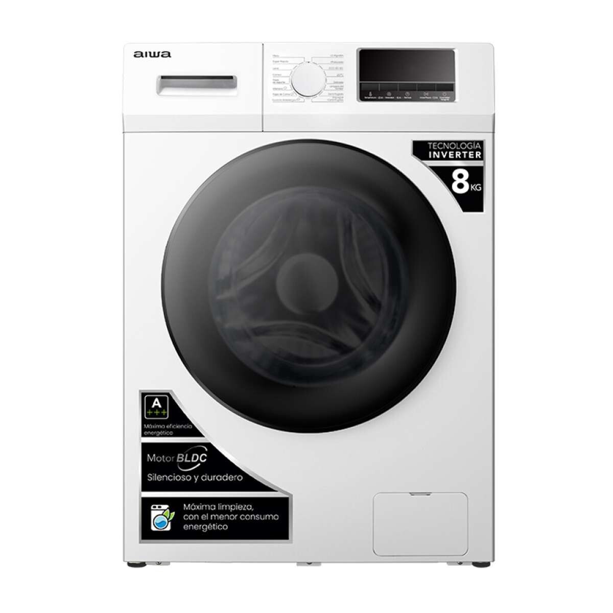 Lavarropas Automático Carga Frontal AIWA 8KG Inverter - Blanco | AWLT08W 