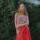 Wave Skirt Lino Rojo