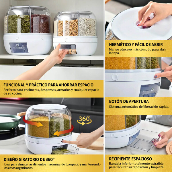Dispensador De Cereales Con 6 Compartimentos Giratorio 360 gigante CTN018 Dispensador De Cereales Con 6 Compartimentos Giratorio 360 gigante CTN018