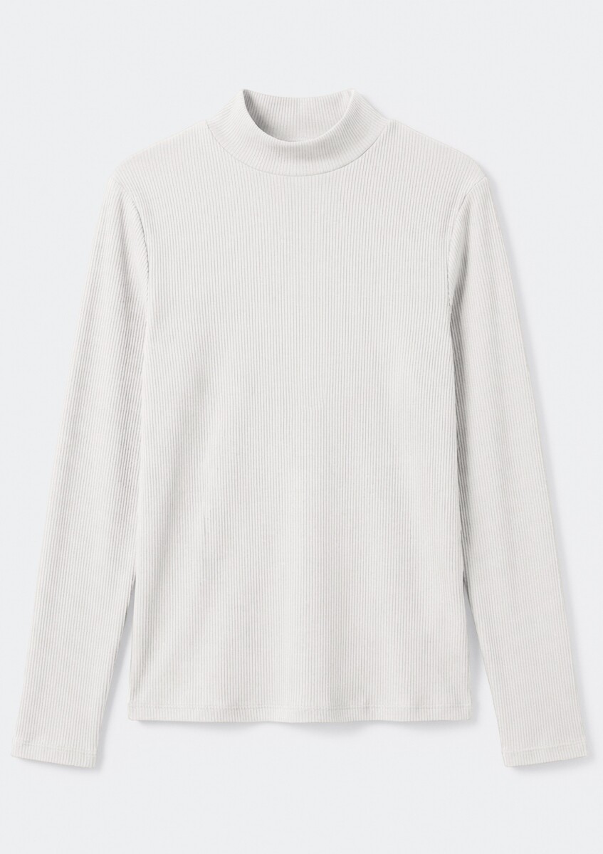 BLUSA DE CUELLO ALTO ACANALADO - BLANCO 