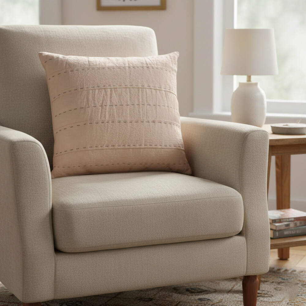 Almohadón Deco 50x50 Tusor Tablas Y Pespunt - Pilar Almohadón Deco 50x50 Tusor Tablas Y Pespunt - Pilar