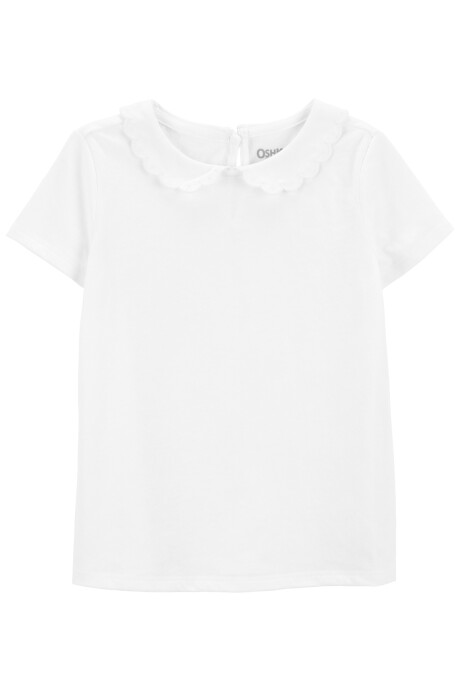 Blusa de algodón, con cuello mago bordado. Talles 2-5T Sin color