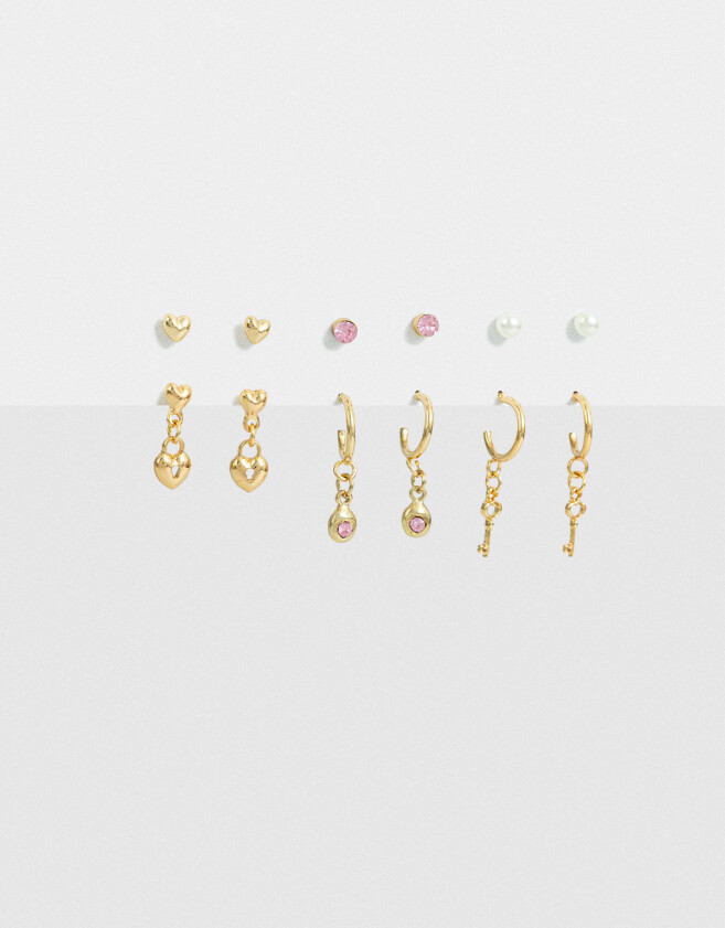 Aros Sets Con corazón Set De Aros Con Corazón - Dorado