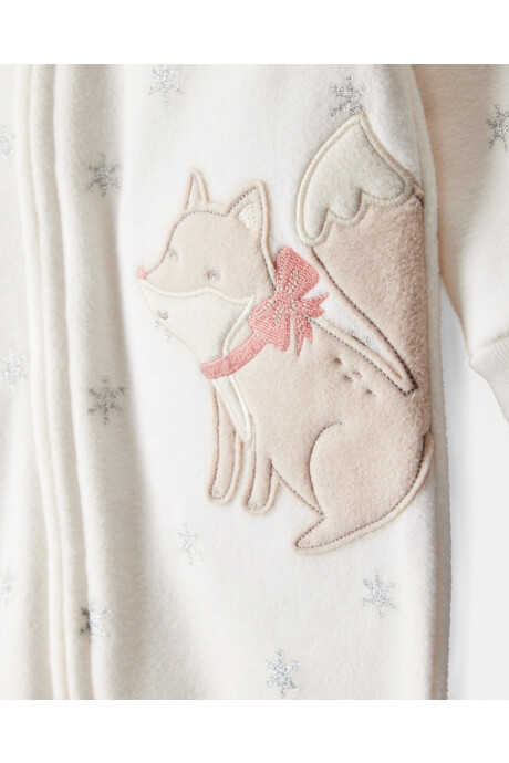 Pijama una pieza de micropolar, con pie, estampa zorro Sin color