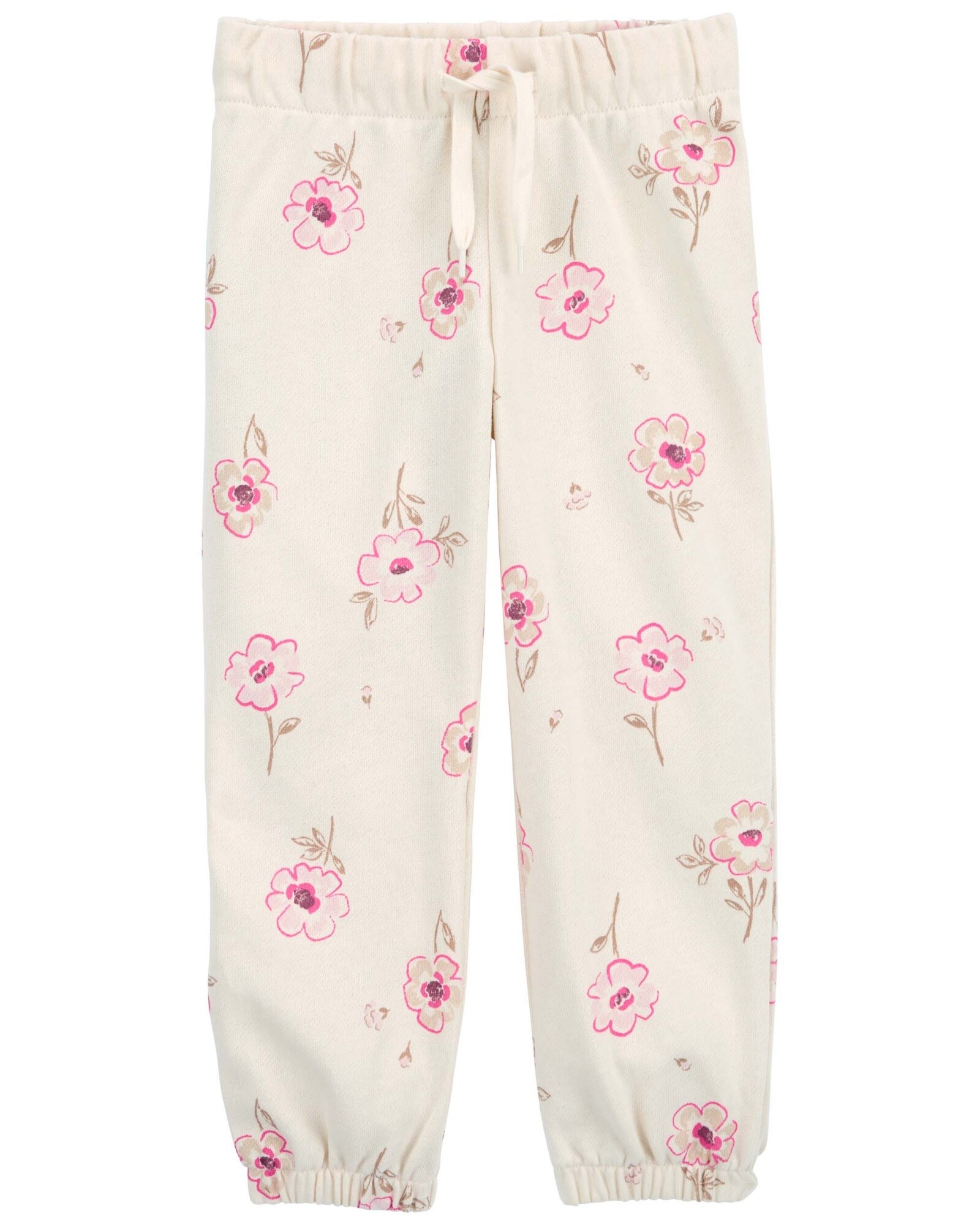 Pantalón deportivo de algodón, diseño floral Sin color