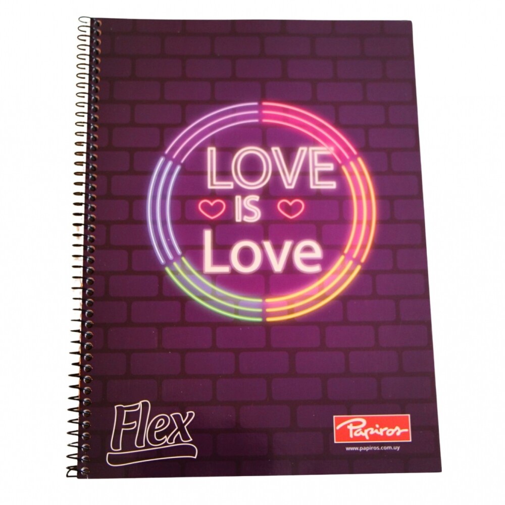 CUADERNOLA PAPIROS FLEX 70 HOJAS RAYADO TAPA LOVE IS LOVE