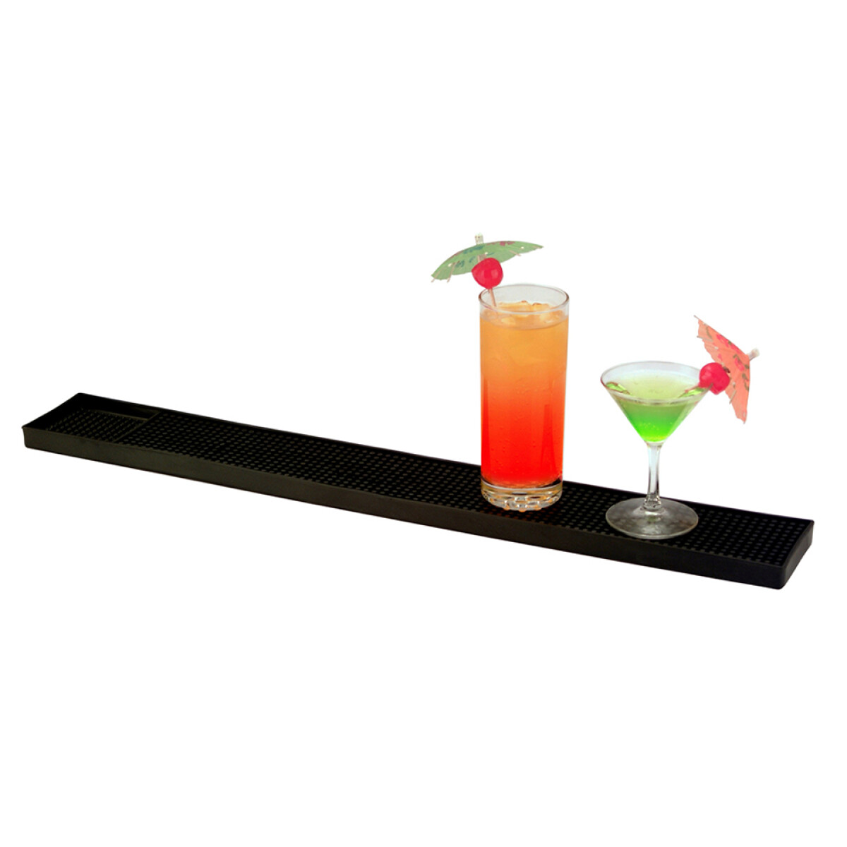 BANDEJA RECTANGULAR ANTIDESLIZANTE PARA TRAGOS GOMA NEGRA 60X9CM 