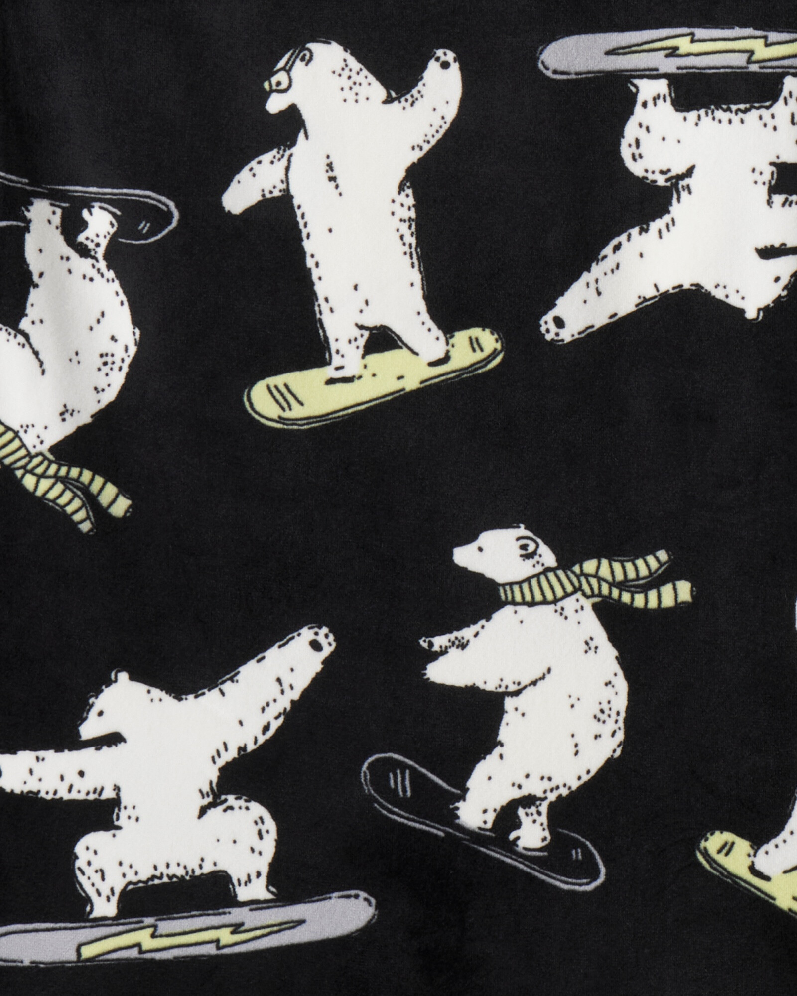 Pijama dos piezas de micropolar, remera y pantalón, diseño oso polar Sin color