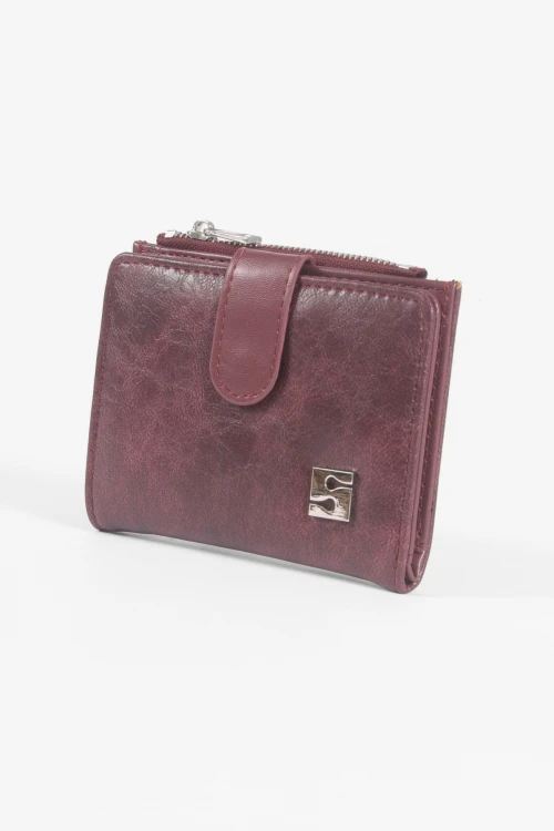 Tarjetero monedero con broche bordo