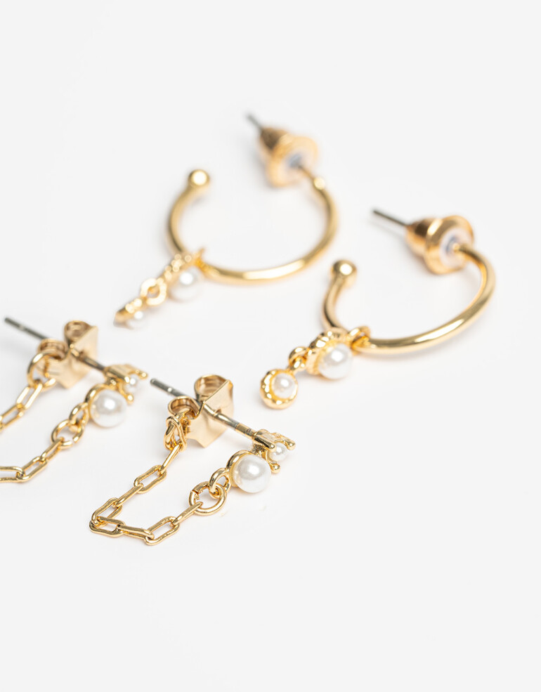 Aros Sets Cubic zirconia Set De Aros Con Cubic Zirconia - Dorado