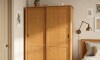 Ropero 2 puertas corredizas 2 cajones - Madera maciza Marron