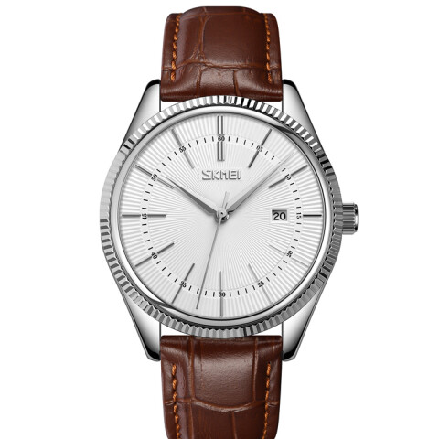 Reloj clásico para hombre Skmei 9298SISIBN color marrón con esfera plateada Reloj Clásico Para Hombre Skmei 9298sisibn Color Marrón Con Esfera Plateada